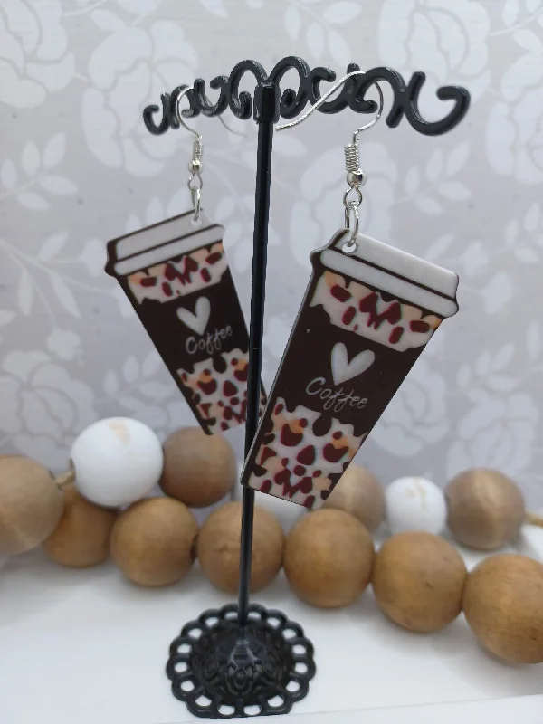 Leopard Coffee Cup Earrings