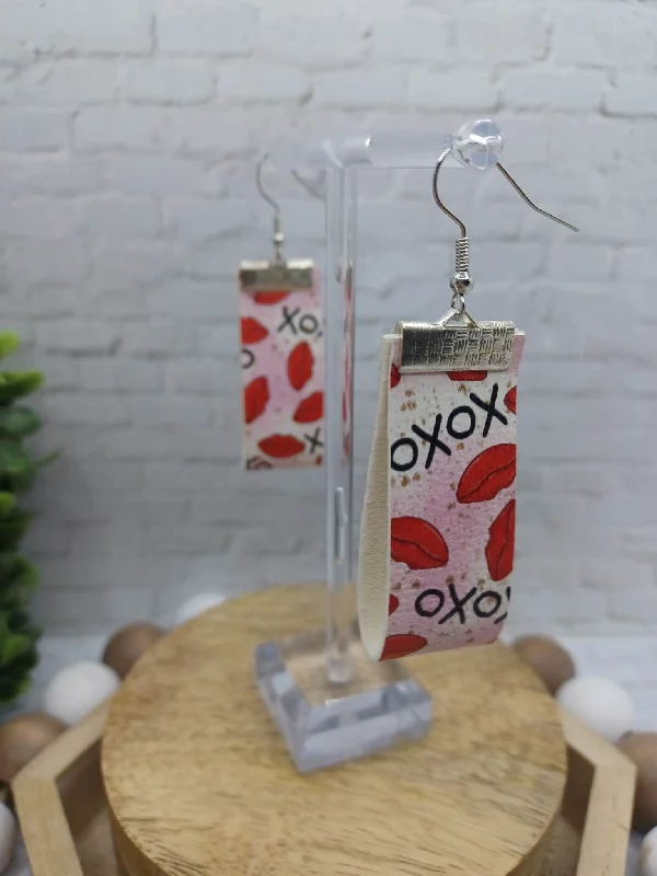 XOXO Lips Leather Style Earrings