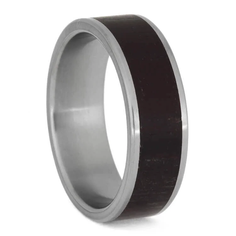 Petrified Wood Men's Wedding Band In Titanium