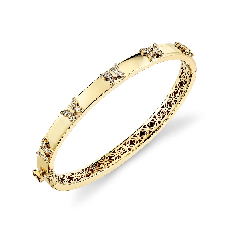 Gold & Diamond Butterfly Bangle