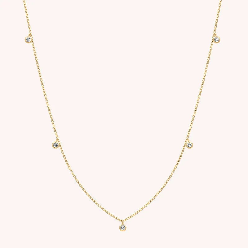 14K Solid Gold Sparkle Diamond Necklace