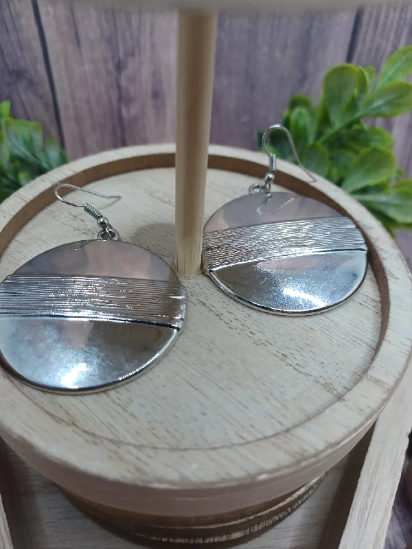 Silver Circle Earrings w/ Textured Wrap