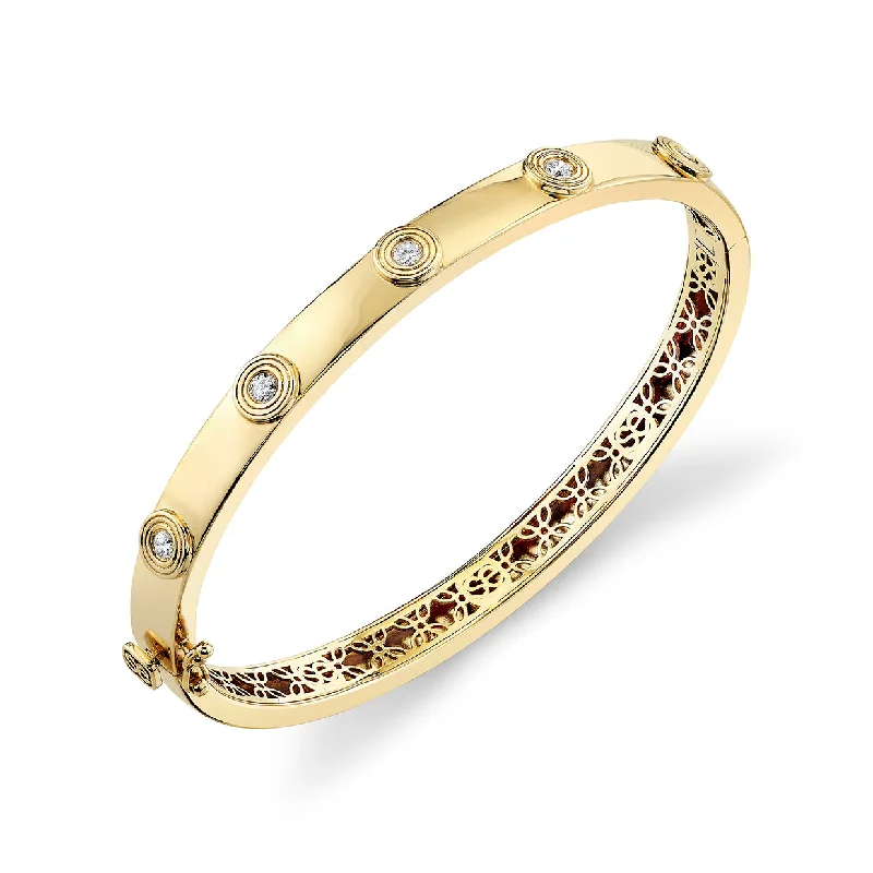 Gold & Diamond Fluted Hinge Bangle