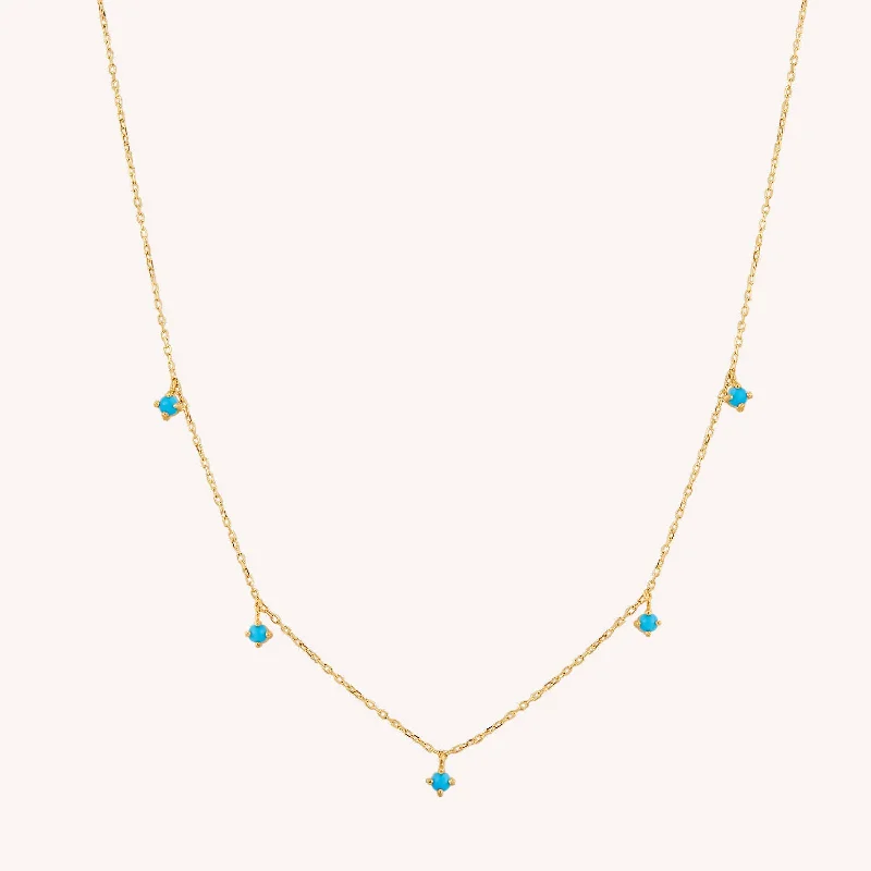 14K Solid Gold Shaker Turquoise Necklace