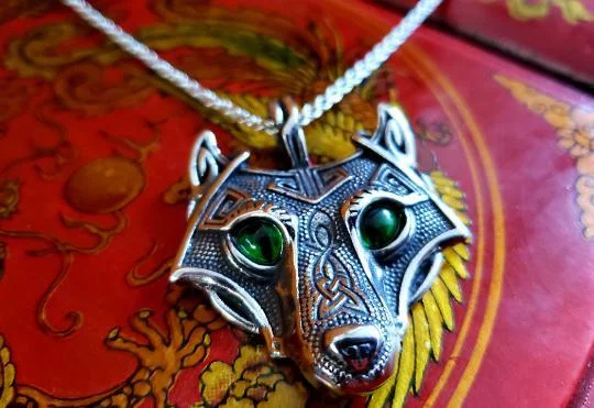 Celtic Wolf Stainless Steel Pendant Necklace