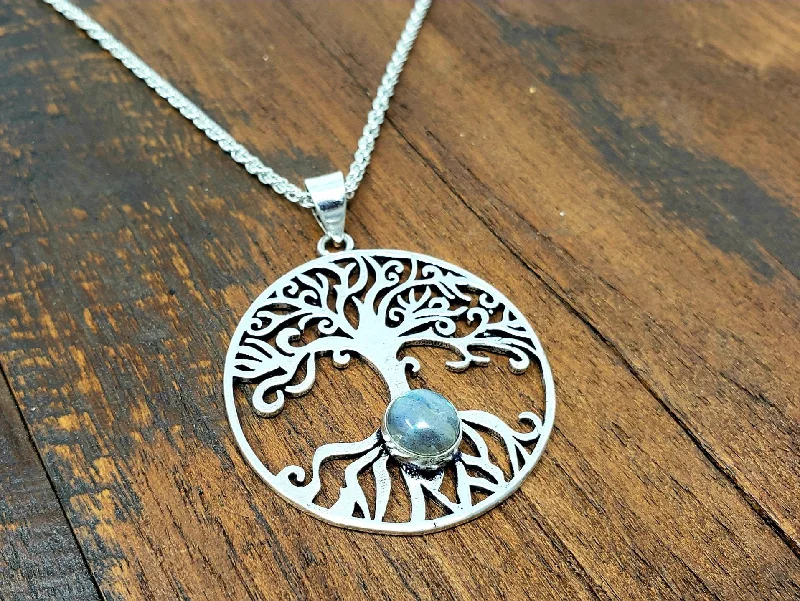 Labradorite Tree of life Pendant Necklace