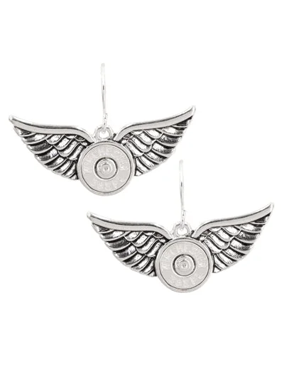 Silver Winchester Earrings w/ Wings