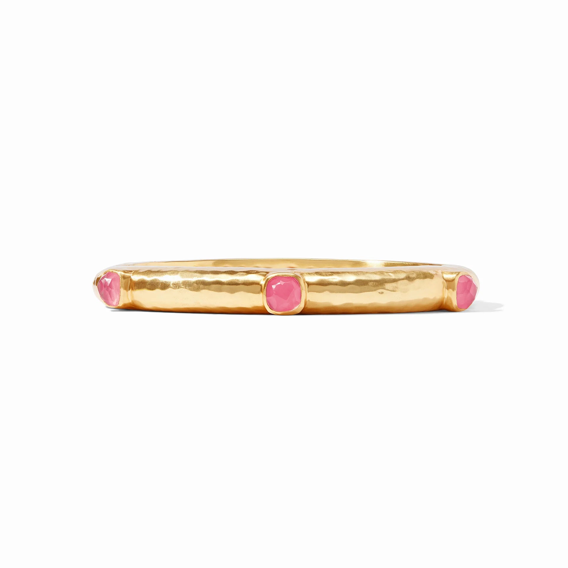 Julie Vos | Catalina Hinge Bangle with Peony Pink Crystals in Gold