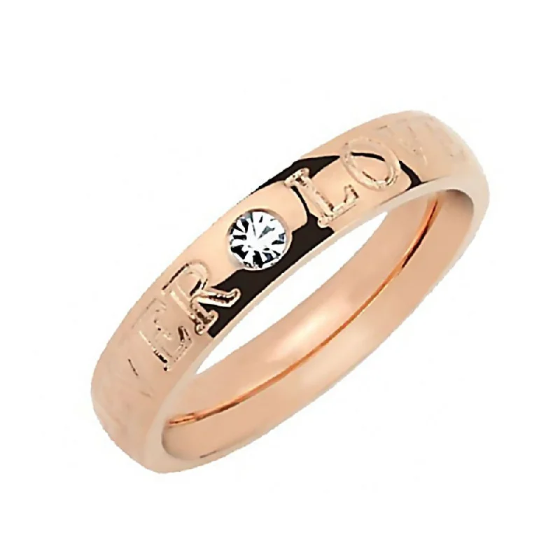 Forever Love: 4mm Titanium & IP Rose Gold Etched Wedding Band Ring