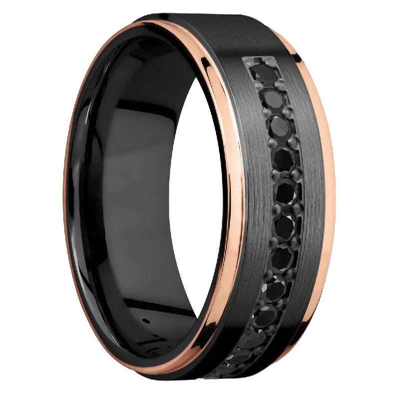 Zirconium with Satin , Polish Finish and 14K Rose Gold Inlay