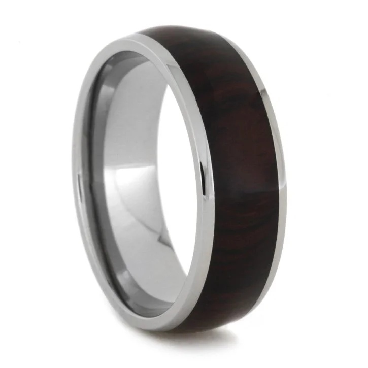 Cocobolo Wood Men's Ring In Titanium Band