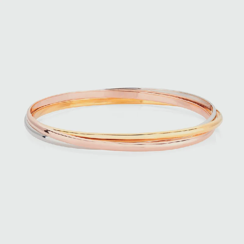 Knightsbridge Three Colour Gold Vermeil Russian Wedding Bangle