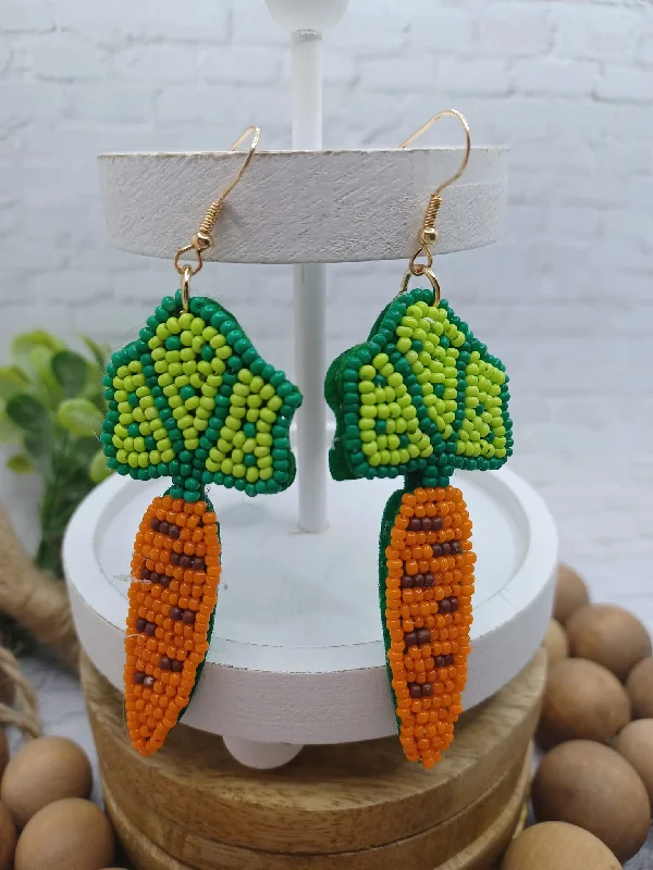 Carrot Sea Beaded Earrings