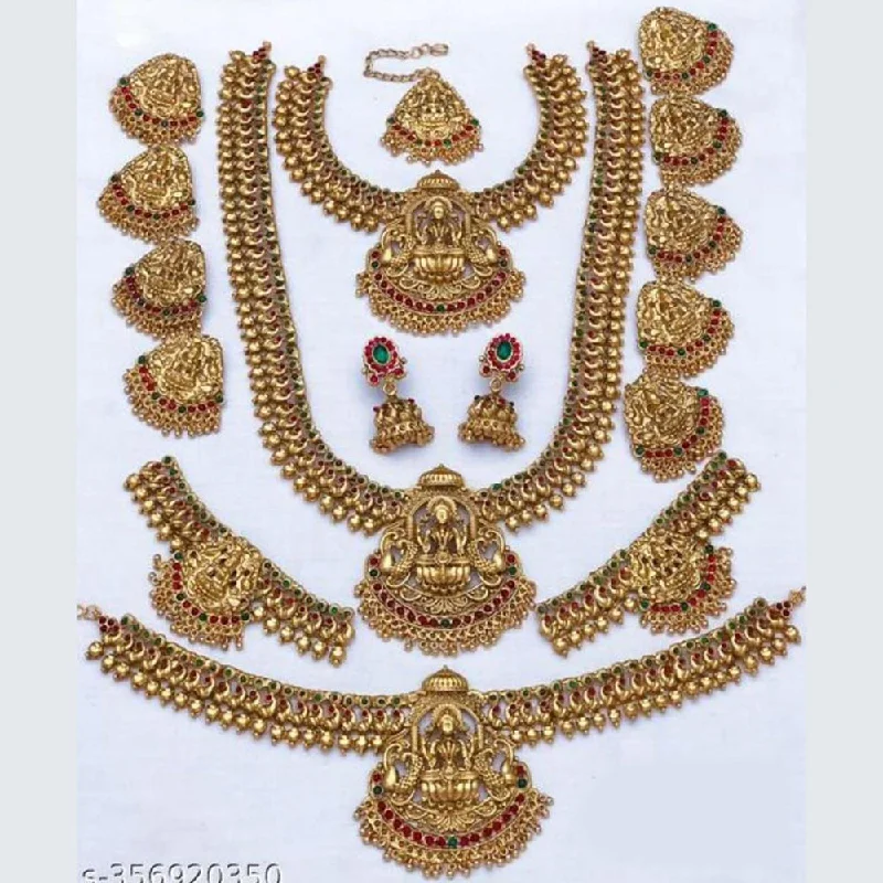 Pooja Bangles Gold Plated Pota Stone And Temple Pearls Bridal Set