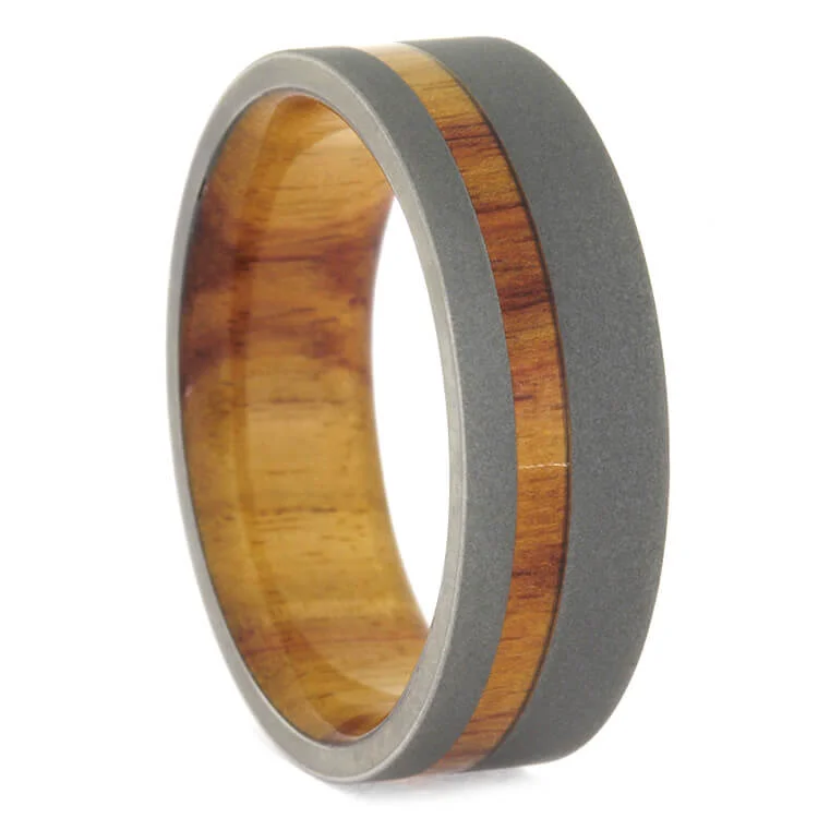 Men's Wooden Wedding Band with Tulipwood Sleeve