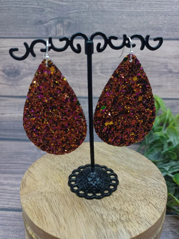 Purple & Yellow Glitter Earrings