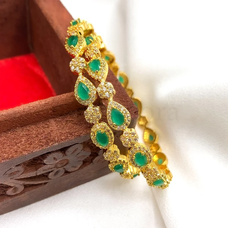 Dainty Green and White Zircon (CZ) Stone Bangle