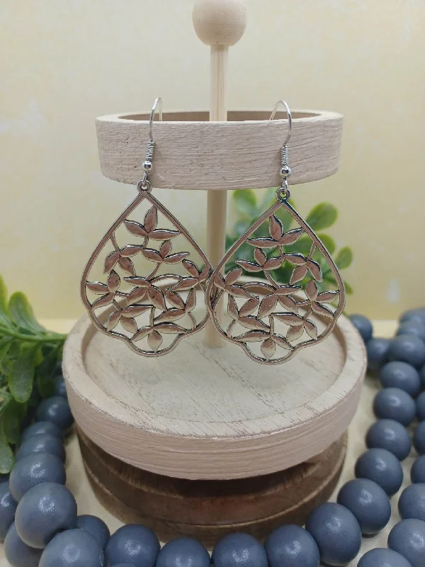 Silver Floral Style Earrings