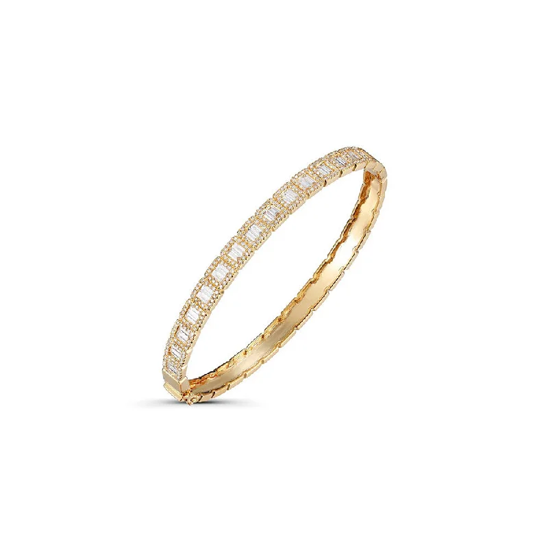 Halo Baguette Diamond Bangle