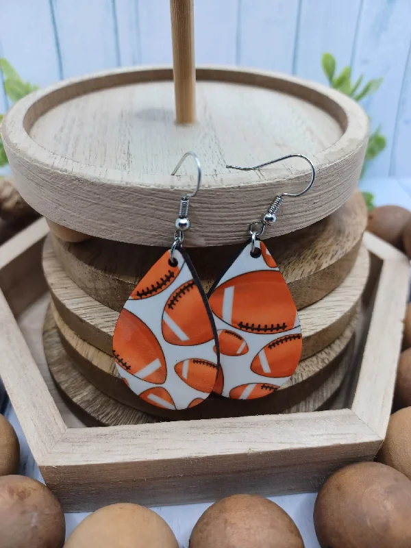 Wooden Football Design Earrings