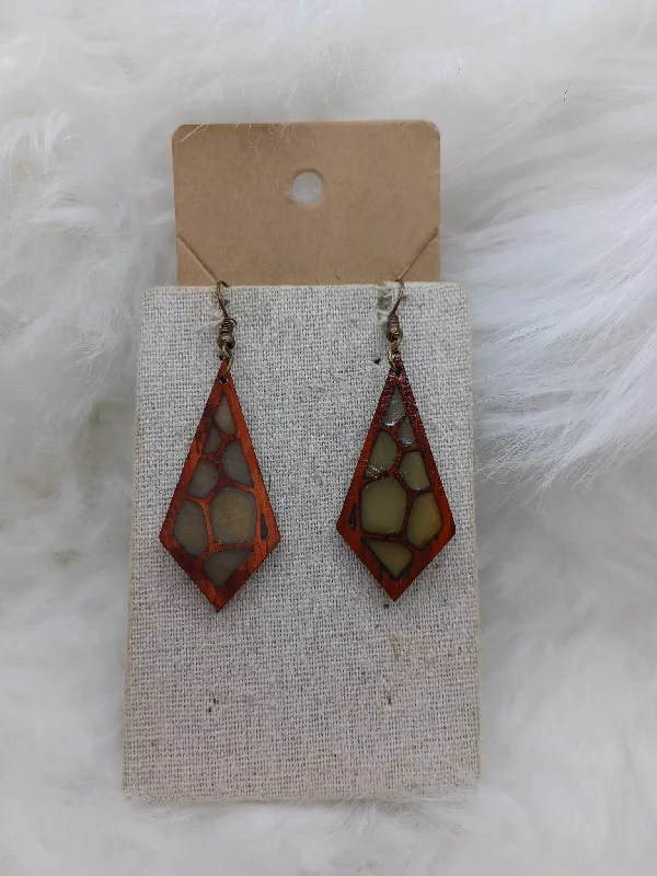 Wooden Earrings w/ Clear Acrylic Design