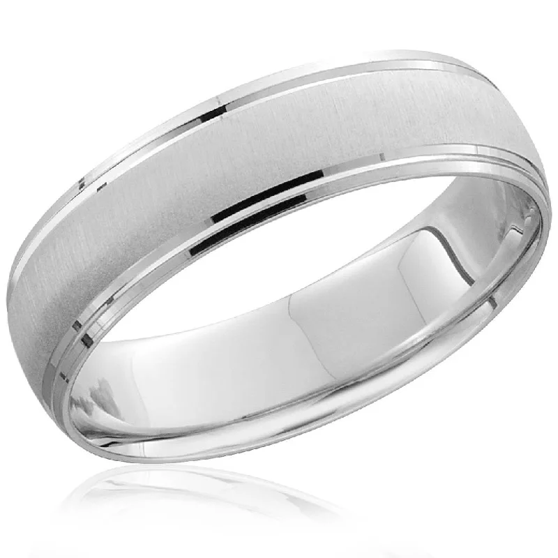 Mens 950 Platinum 6mm Brushed Wedding Band Ring