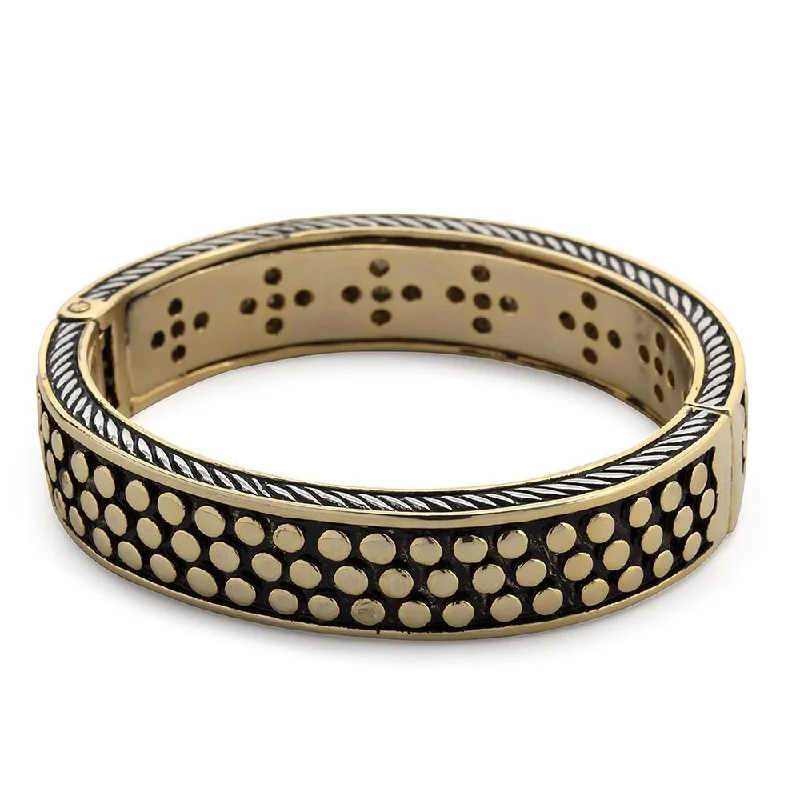 Two Tone Cable and Dots Bangle