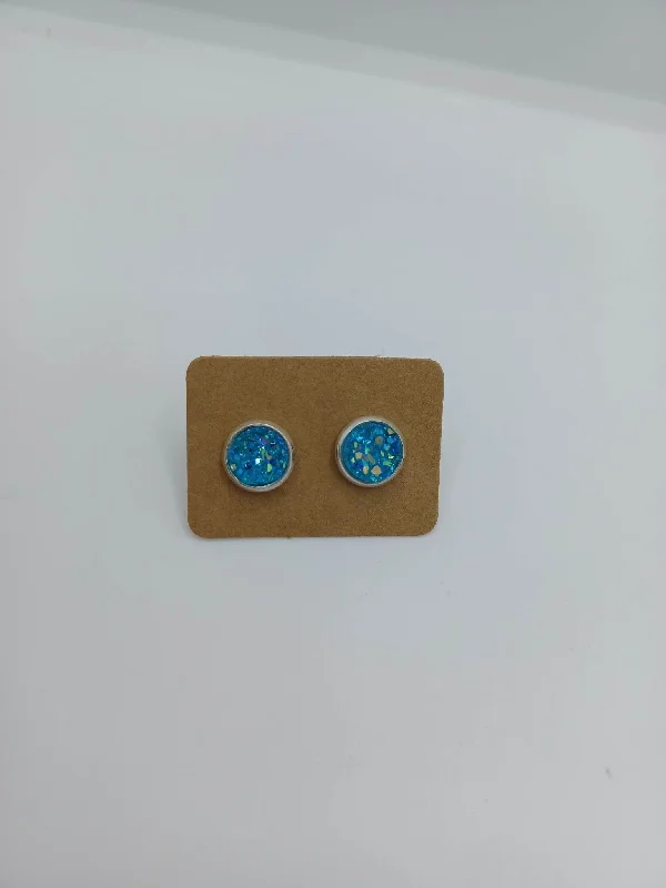 Teal Blue Druzy Style Earrings