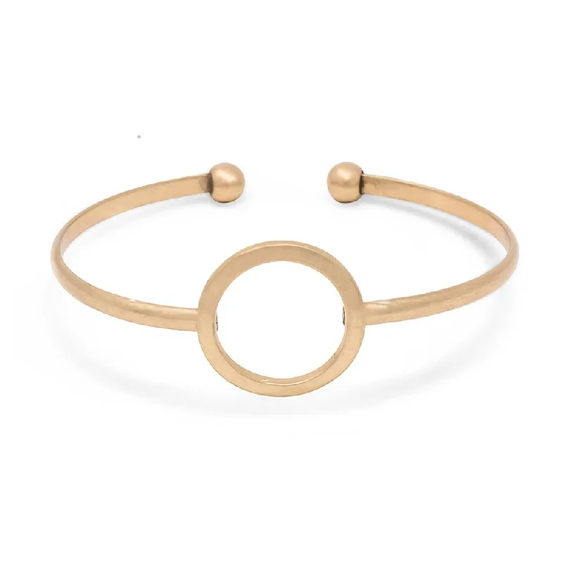 Geometric Bangle-Circle Antique Gold Tone