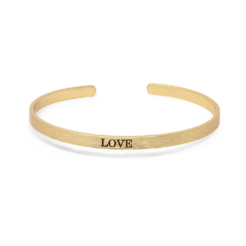 Stacka Brushed Brass Bangle LOVE 4MM Gold Plated