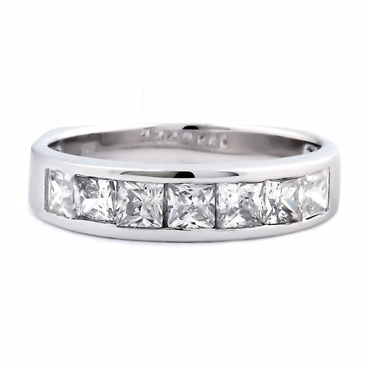 Tallia B: Stackable Russian Ice CZ Semi Eternity Wedding Band Ring