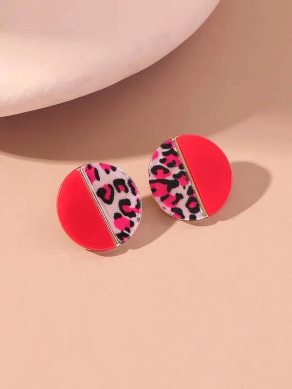 Hot Pink & Leopard Print Earrings