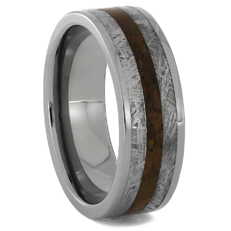 Gibeon Meteorite and Petrified Wood Men's Wedding Band