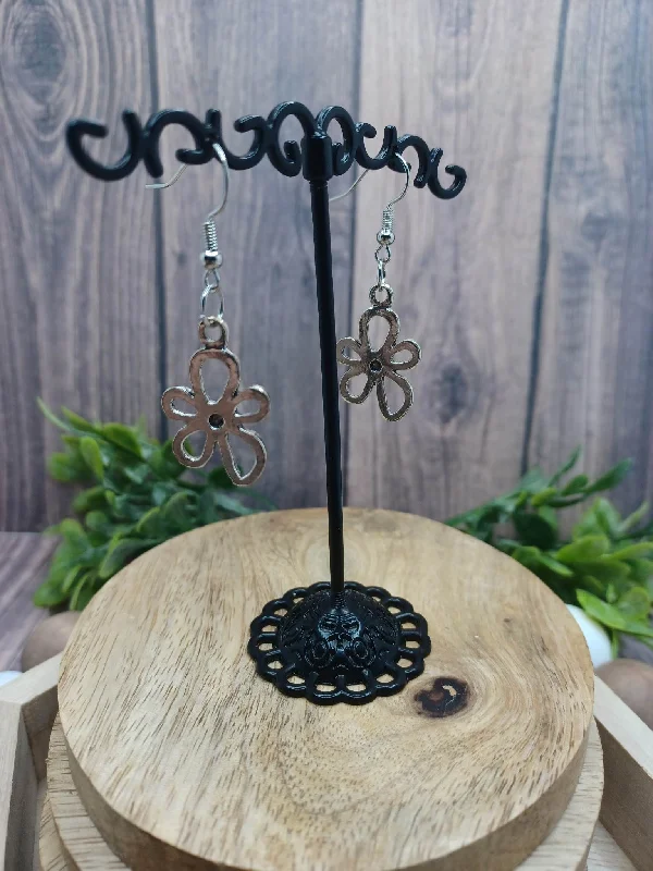 Silver Flower Style Earrings