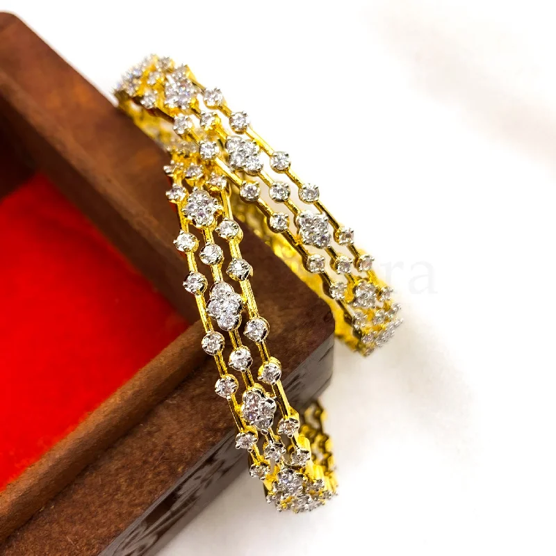 Dazzling Diamond Finish White Zircon (CZ) stone Bangle