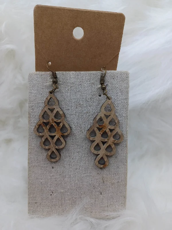 Wooden Circle Clusters Earrings