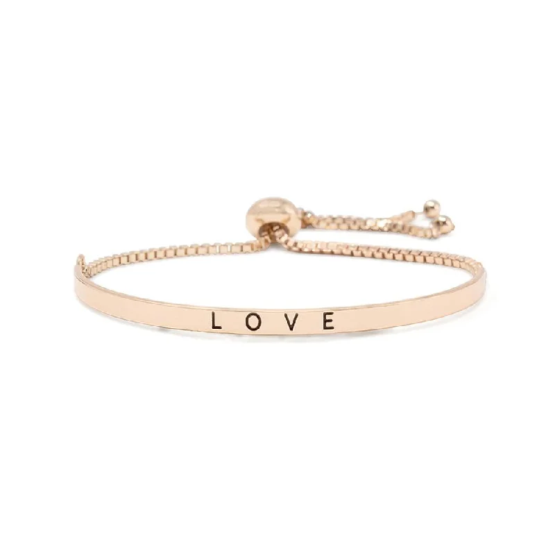 Inspirational Adjustable Bangle-Love Rose Gold Tone