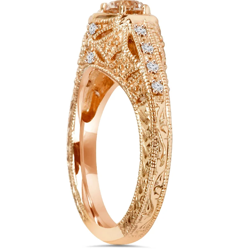 Emery .70Ct Vintage Diamond Antique Engagement Rose Gold