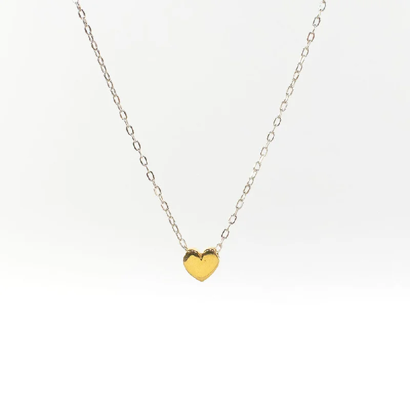 Gold Vermeil Small Heart Puff Necklace