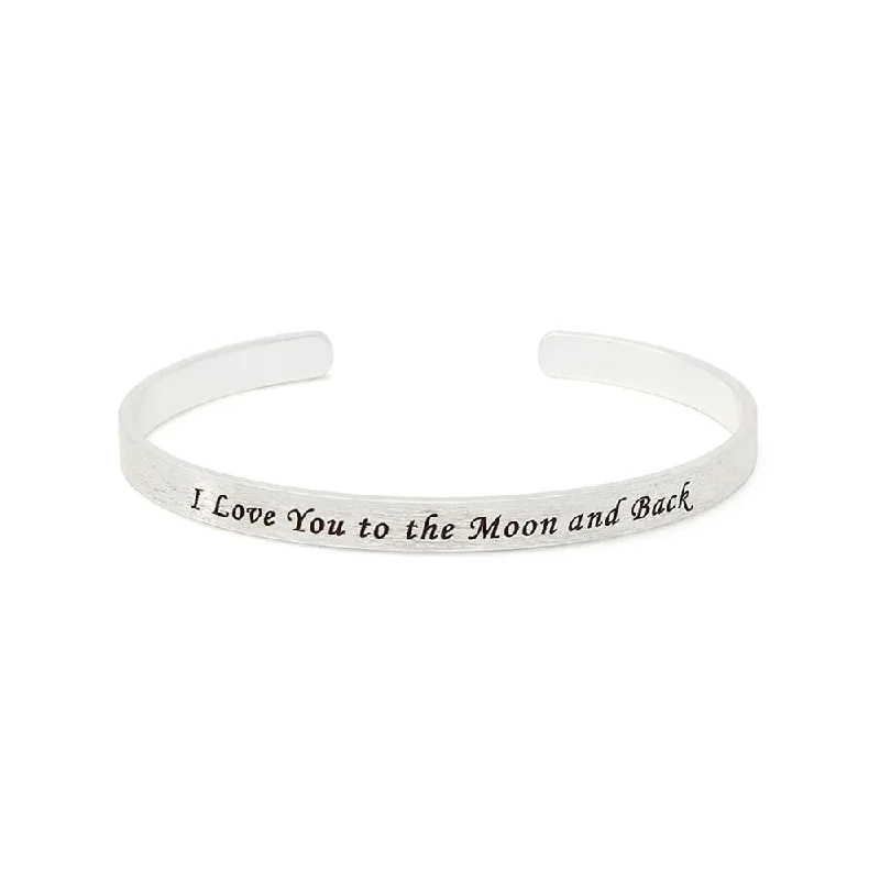 Stacka Brushed Brass Bangle I LOVE YOU 4MM Rhodium Plated