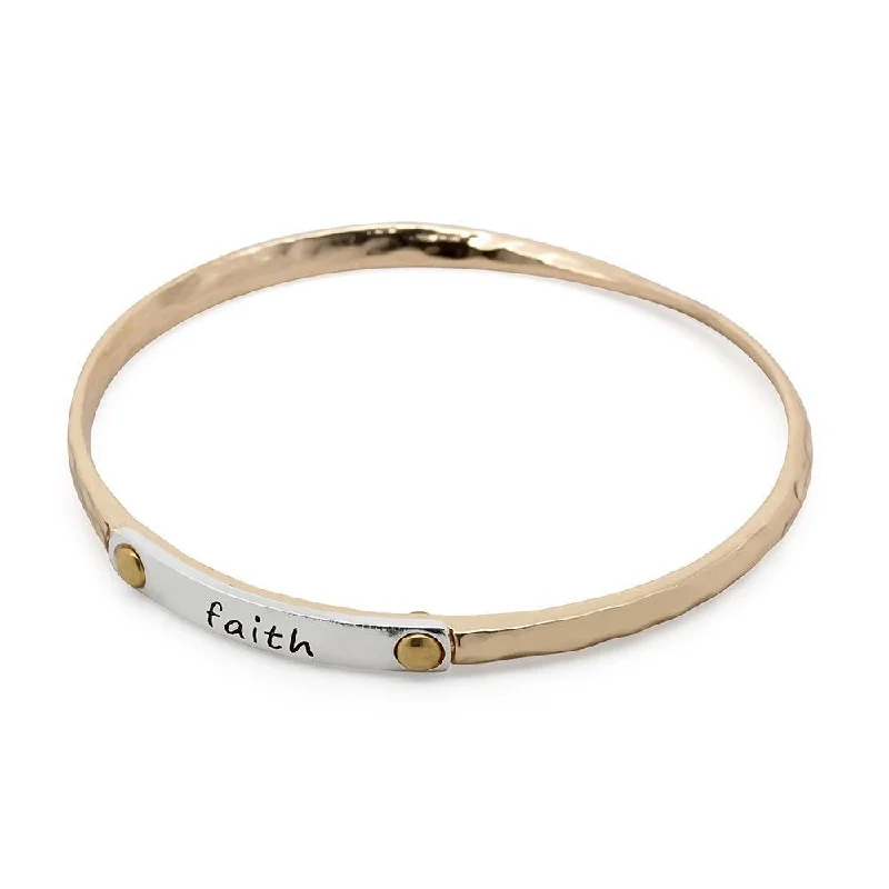 2Tone Hammered Faith Bangle