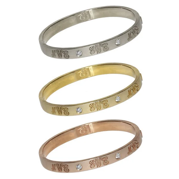 Signature Diamond Bangle with Six Monograms | 14-Karat