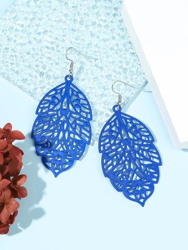 Blue Leaf Cutout Earrings