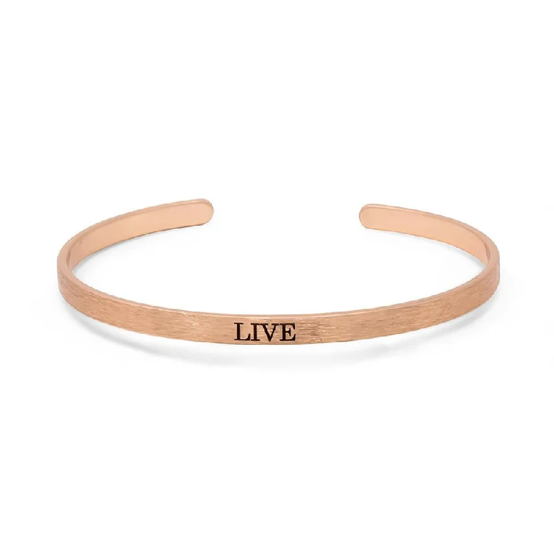 Stacka Brushed Brass Bangle LIVE 4MM Rose Gold Plated