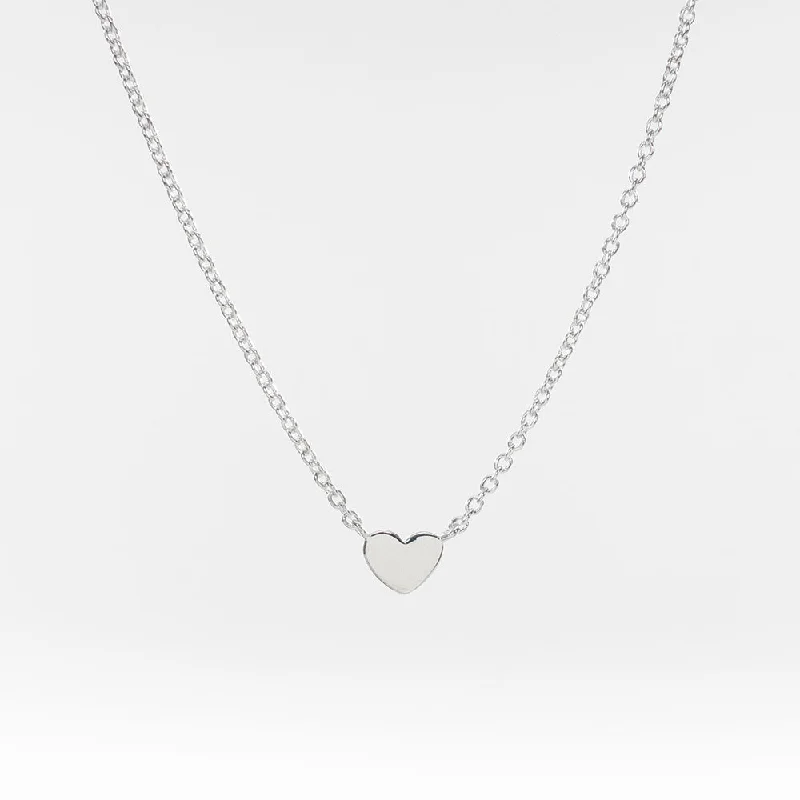 Silver Flat Small Heart Necklace