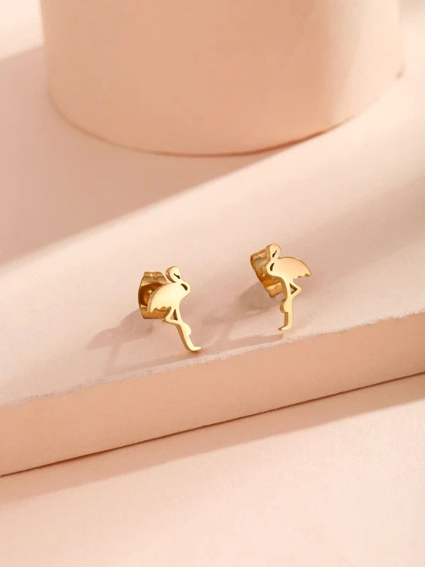 Gold Flamingo Earrings