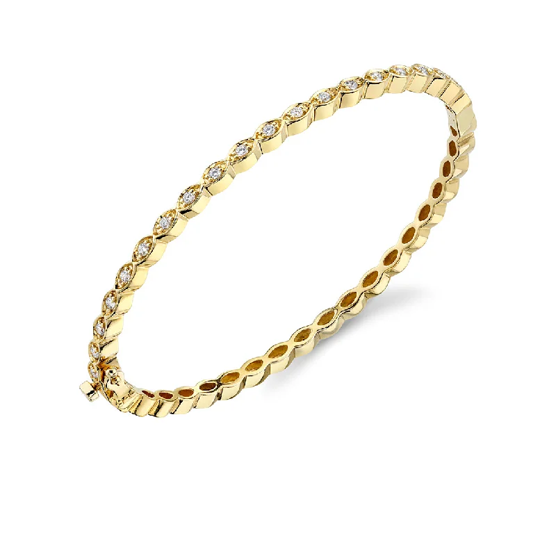 Gold & Diamond Small Marquise Eye Bangle