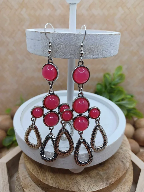 Pink & Silver Dangle Style Earrings