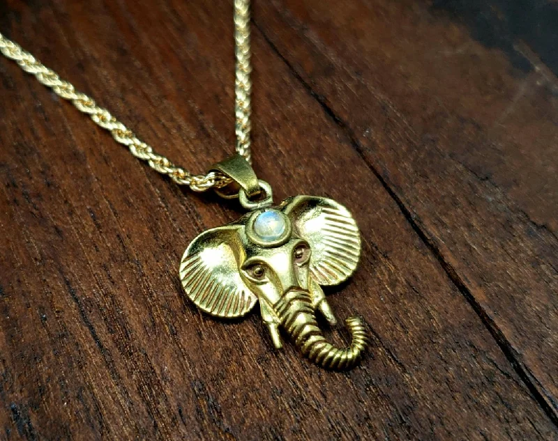 Moonstone Elephant Necklace