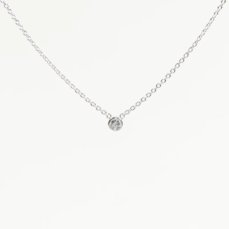 Solitaire Cubic Zirconia Silver Necklace